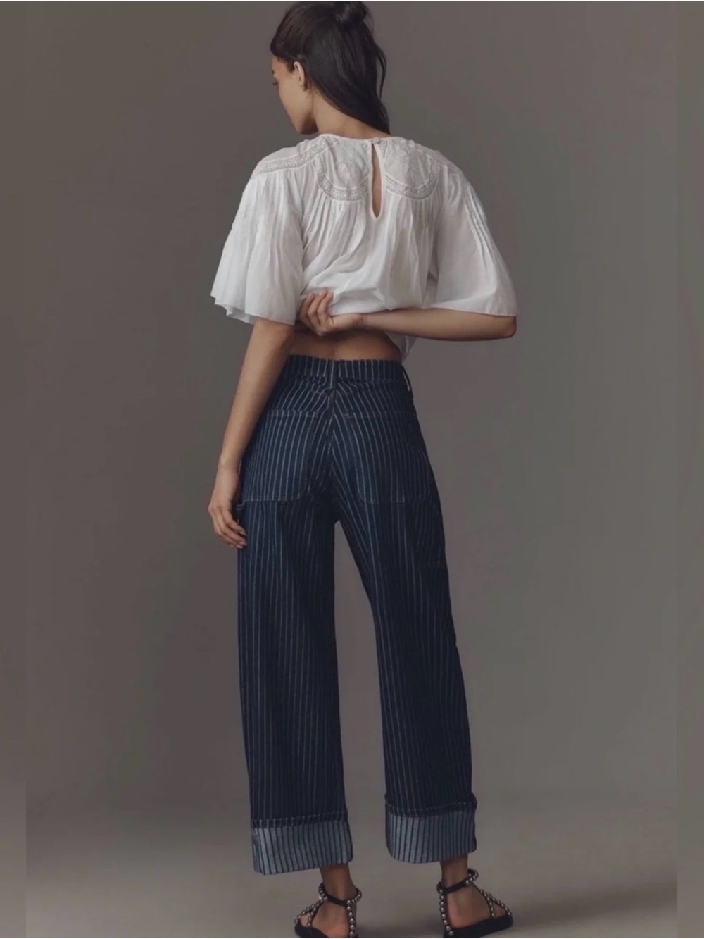 Anthropologie Pilcro Pinstripe Wide-Leg Jeans - Picture 2 of 6
